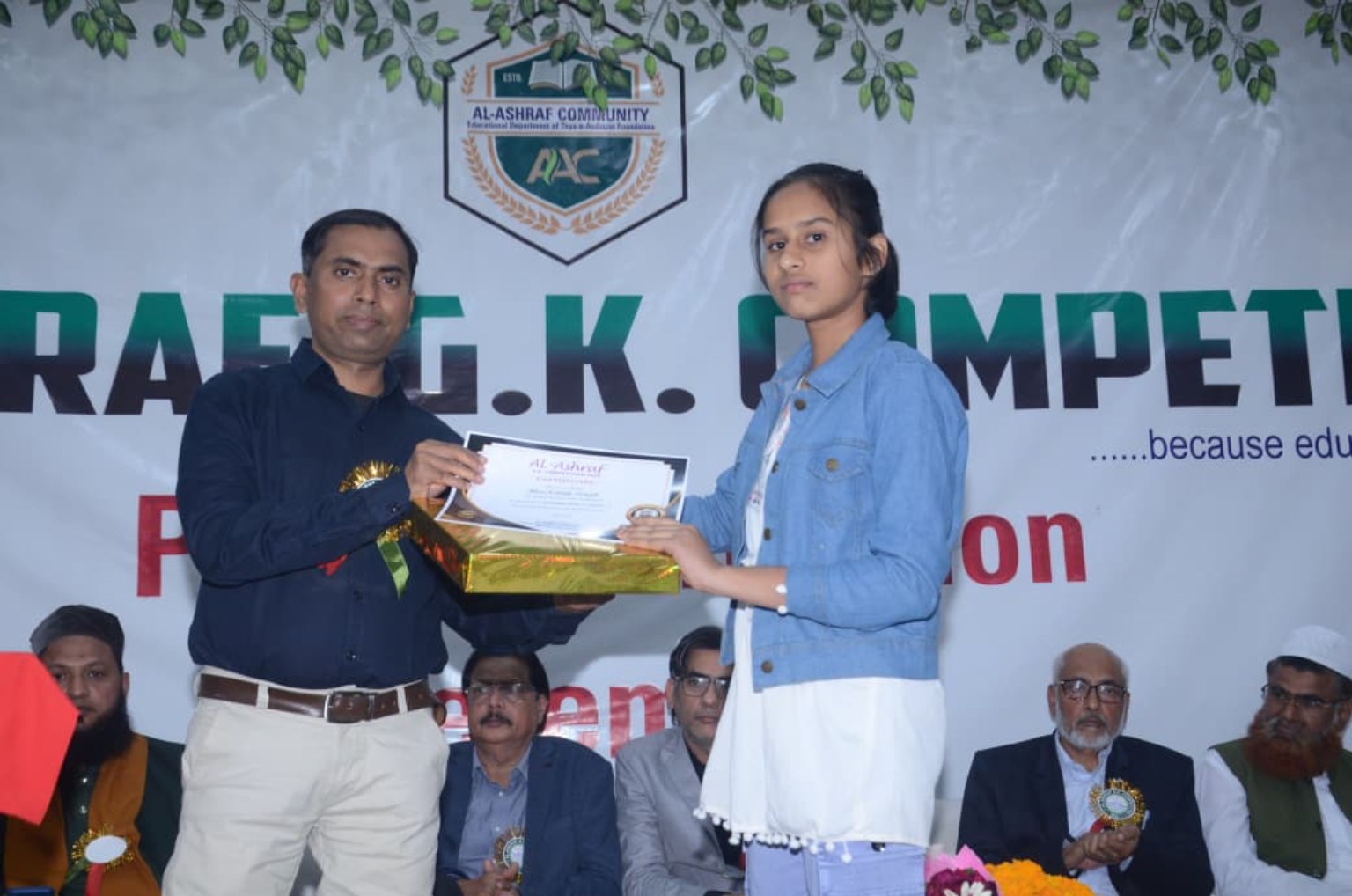Student receiving an award