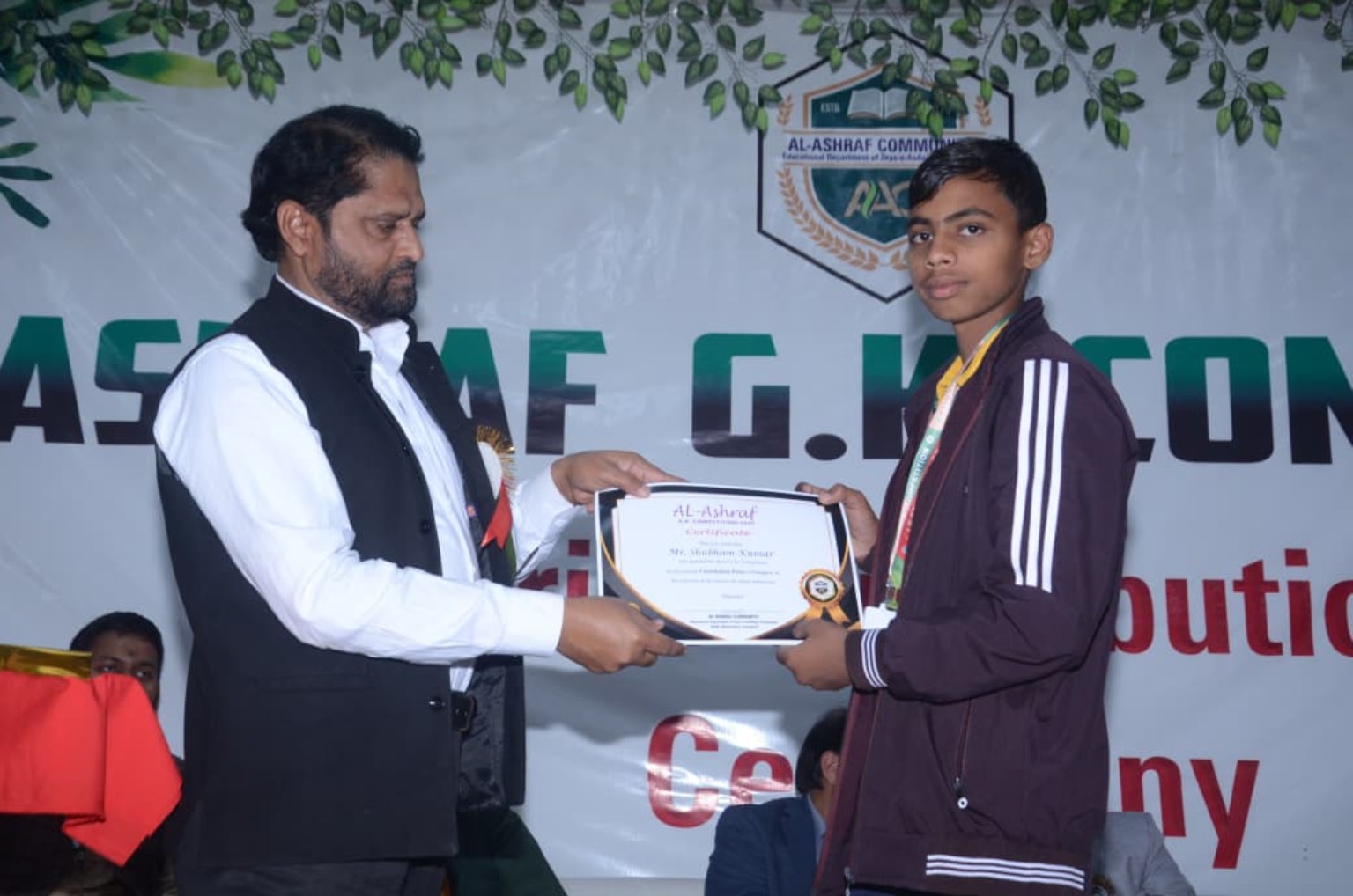 Student receiving recognition