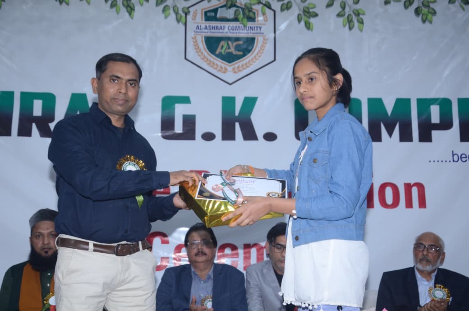 Community member presenting an award